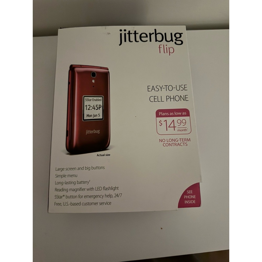 Jitterbug 4043S5RRY Flip Easy-to-Use 4G Prepaid Cell Phone Red